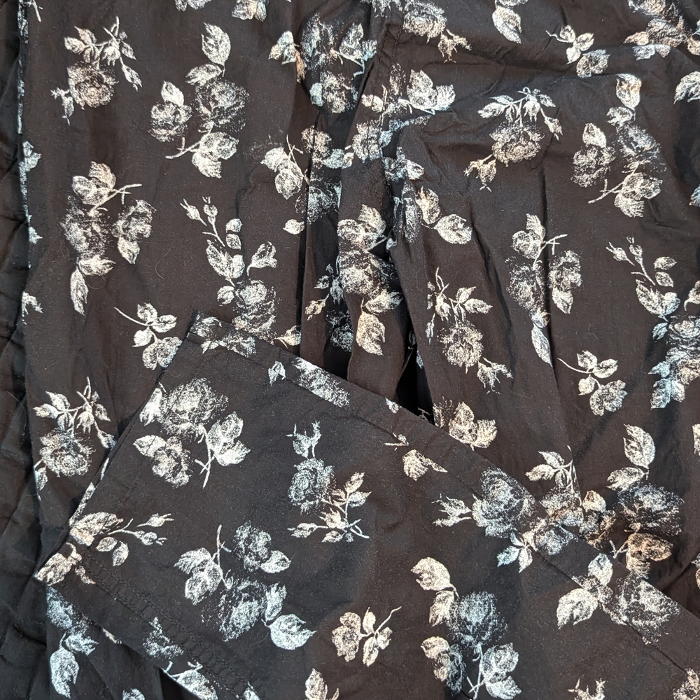 Floral Black and White Pants